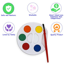 Load image into Gallery viewer, Color Swell Bulk Watercolors Round Paint Brushes - 25 Sets with 5 Washable Colors Each - Great for Kids, Classrooms, Parties, Students, Donations, Party Favors, All Ages - ColorSwell