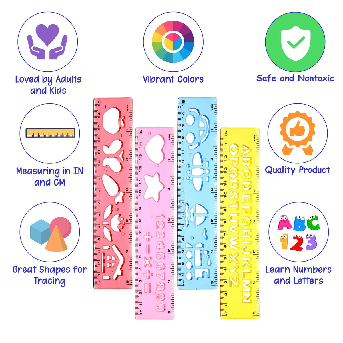 4 Pack Animal-Shaped Stencil Rulers - 6 Inch Clear Plastic Drawing Templates For Kids, School, Office - View #5