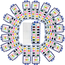Load image into Gallery viewer, 18 Set Bulk watercolor paint Pack with Quality Wood Brushes 16 Colors Washable Water Colors for Kids Adults Parties Students Classroom Bulk by Color Swell - ColorSwell