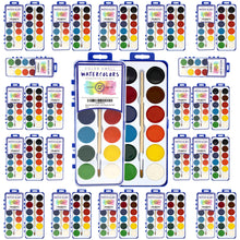 Load image into Gallery viewer, 36 Set Best Watercolor Brushes Paint Pack with Wood Brushes 12 Washable Colors Perfect for Kids Classroom Parties Students All Ages by Color Swell - ColorSwell