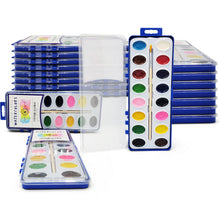 Load image into Gallery viewer, 18 Set Bulk watercolor paint Pack with Quality Wood Brushes 16 Colors Washable Water Colors for Kids Adults Parties Students Classroom Bulk by Color Swell - ColorSwell