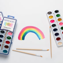 Load image into Gallery viewer, 18 Set Bulk watercolor paint Pack with Quality Wood Brushes 16 Colors Washable Water Colors for Kids Adults Parties Students Classroom Bulk by Color Swell - ColorSwell
