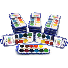 Load image into Gallery viewer, 36 Set Best Watercolor Brushes Paint Pack with Wood Brushes 12 Washable Colors Perfect for Kids Classroom Parties Students All Ages by Color Swell - ColorSwell