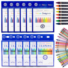 Load image into Gallery viewer, Color Swell Bulk Crayon Box Drawing For Kids - 6 Packs Large Neon Crayons and 6 Packs Classic Crayons - ColorSwell