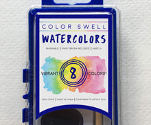 Load image into Gallery viewer, Color Swell Bulk Watercolor Paints and Wooden Brushes (6 Packs, 8 Colors/Pack) - ColorSwell