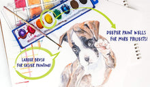 Load image into Gallery viewer, Color Swell Washable Bulk Watercolors Paint, 36 pack, 8 Colors, Wood Brush, Classroom Bulk Paint Pack - ColorSwell