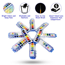 Load image into Gallery viewer, Color Swell Bulk Watercolor Paint Sets and Wooden Brushes (18 Packs) - ColorSwell