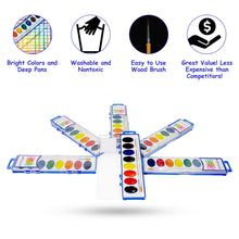 Load image into Gallery viewer, Color Swell Bulk Watercolor Paints and Wooden Brushes (6 Packs, 8 Colors/Pack) - ColorSwell