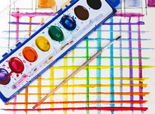 Load image into Gallery viewer, Color Swell Washable Bulk Watercolors Paint, 36 pack, 8 Colors, Wood Brush, Classroom Bulk Paint Pack - ColorSwell