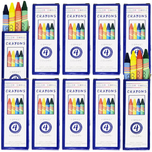 Color Swell Bulk 4 Packs Crayons - Bulk Crayon Packs - 10 Packs 4 Crayons per Pack (40 crayons total) - ColorSwell