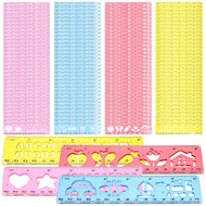 Color Swell 144 Bulk Stencil Ruler - Fun Templates Stencils Plastic Measuring Rulers - Bulk School Rules for Drawing and School Supplies - ColorSwell