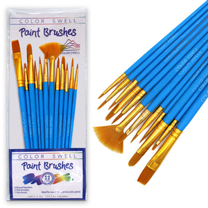 Color Swell Bulk Paint Brushes - 36 Packs of 12 Paint Brushes per Pack (432 Paint Brushes Total) - Bulk Paint Brushes Color Swell