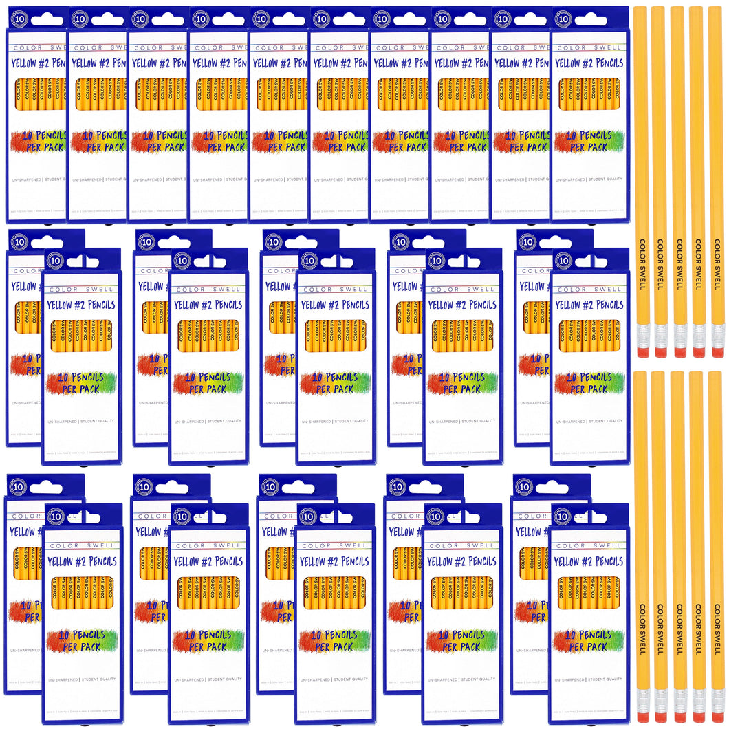 Color Swell Yellow #2 Pencils, 30 Packs and 10 Pencils Per Pack (300 Total), Non-Toxic ColorSwell