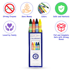Color Swell Bulk Crayons 4 Packs - Restaurant Crayon Packs - 50 Packs 4 Crayons per Pack (200 crayons total) ColorSwell
