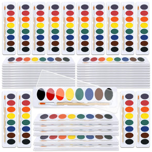 Color Swell Bulk Watercolor Paint Inserts with Wood Brushes - 40 packs with 8 Washable Colors Each - Re-Use Your Old Cases and Help the Environment. All Ages - ColorSwell