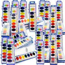 Load image into Gallery viewer, Color Swell Bulk Watercolor Paint Sets with Wood Brushes, 20 Pack, 8 Washable Colors Each, Safe and Nontoxic, for Kids, Classrooms, Parties Color Swell