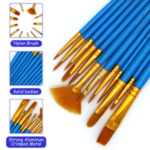 Color Swell Bulk Paint Brushes - 18 Packs of 12 Paint Brushes per Pack (216 Paint Brushes Total) - Bulk Paint Brushes Color Swell