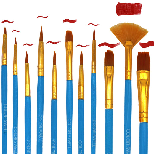 Color Swell Bulk Paint Brushes - 18 Packs of 12 Paint Brushes per Pack (216 Paint Brushes Total) - Bulk Paint Brushes Color Swell