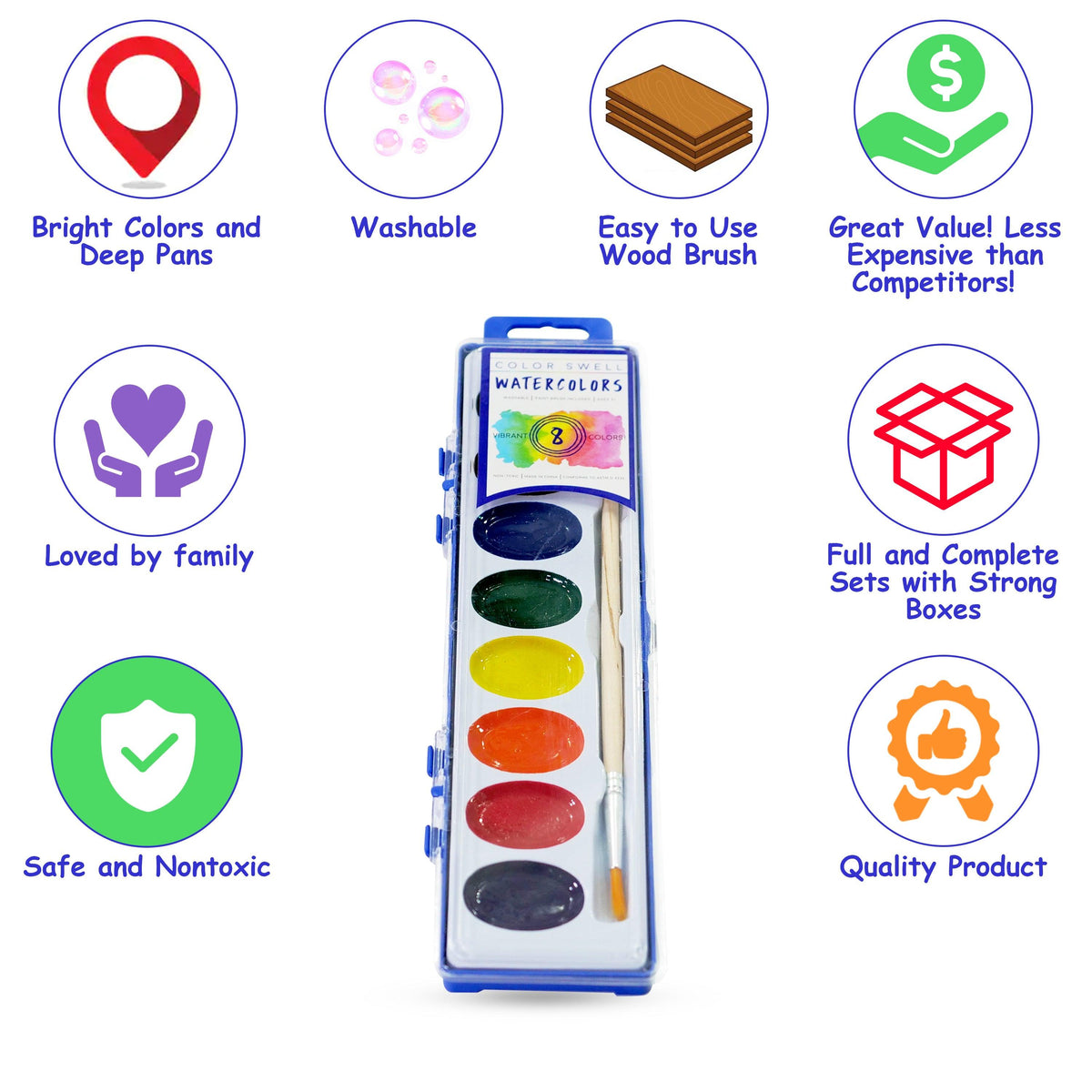 Color Swell Cool Art Supplies Pack - 4 Packs Each of Watercolors ...