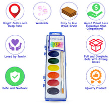 Load image into Gallery viewer, Color Swell Bulk Watercolor Paint Sets with Wood Brushes, 20 Pack, 8 Washable Colors Each, Safe and Nontoxic, for Kids, Classrooms, Parties Color Swell