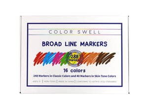 Color Swell Broad Line Marker Classpack with Skin Tone Colors 288 Markers - Bulk Markers Color Swell