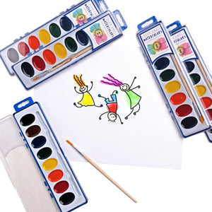 Color Swell 4 Packs Each of Broad Line Markers (32 Total Markers), Crayons (96 Total Crayons), and 8-Color Watercolors Color Swell