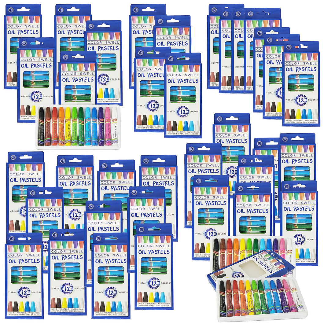 Color Swell Bulk Oil Pastels - 36 Packs with 12 Colors Each - Perfect for Kids, Classrooms, Parties, Students, Donations, Party Favors - Bulk Oil Pastels Color Swell