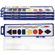 Color Swell Watercolor 4 Pack with Shapes for Learning with Strong Wood Brush 8 Colors Washable Water Colors - ColorSwell