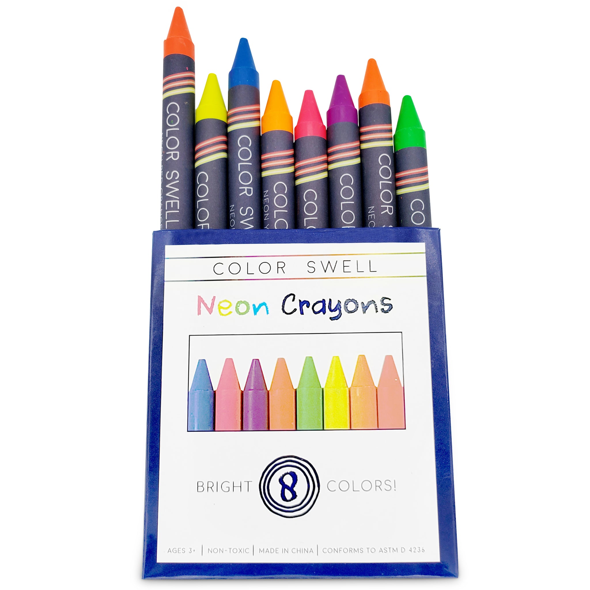 Color Swell Neon Crayon Pack - One Box of Fun Neon Crayons (8 Crayons –  ColorSwell