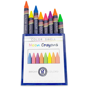 Color Swell Neon Colorful Crayons Pack - One Box of Fun Neon Crayons (8 Crayons per Box) - ColorSwell