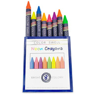 Color Swell Neon Colorful Crayons Pack - One Box of Fun Neon Crayons (8 Crayons per Box) - ColorSwell