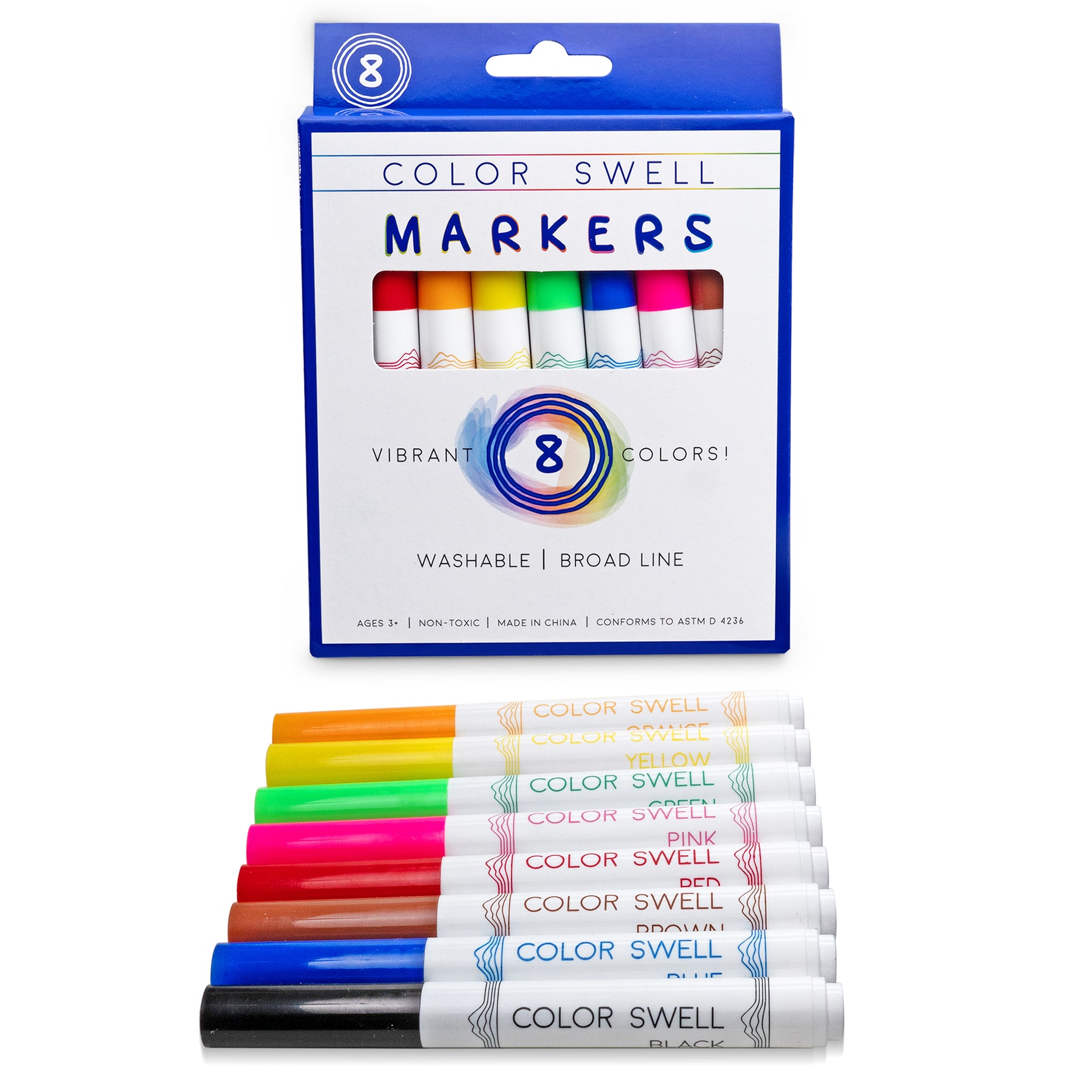 Color Swell Washable Markers with 8 Vibrant Colors