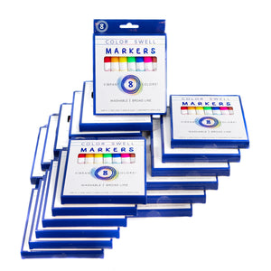 Color Swell Washable Bulk Markers - 18 Boxes of 8 Vibrant Colors (144 Total) - Broad Line Markers - ColorSwell