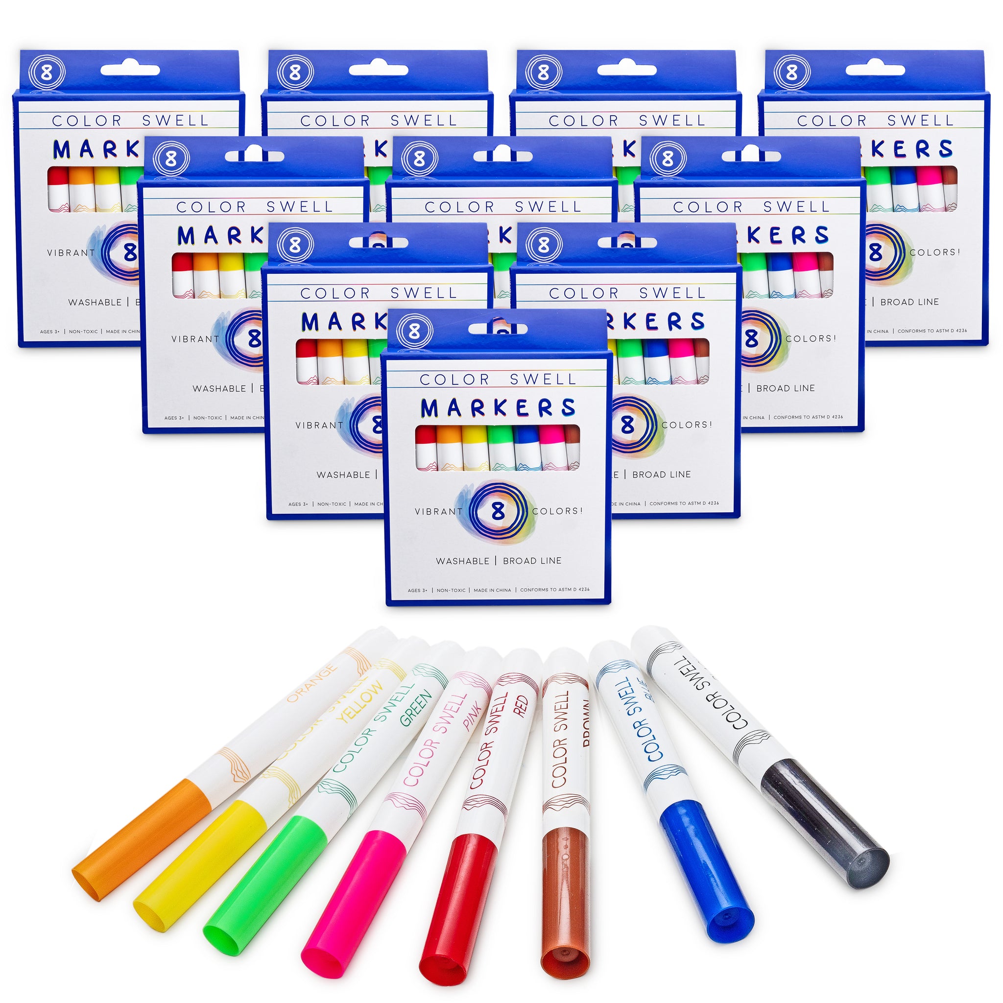 Color Swell Bulk Marker Pack (10 Packs, Broad-Line Markers