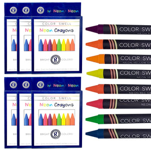 Color Swell Neon Crayon Bulk Packs - 6 Boxes of 8 Large Neon Crayons (48 Total) Color Swell