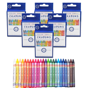 Color Swell Bulk Crayons 6-Pack (24 Crayons per Pack) - Vibrant Colors, Teacher Quality - ColorSwell