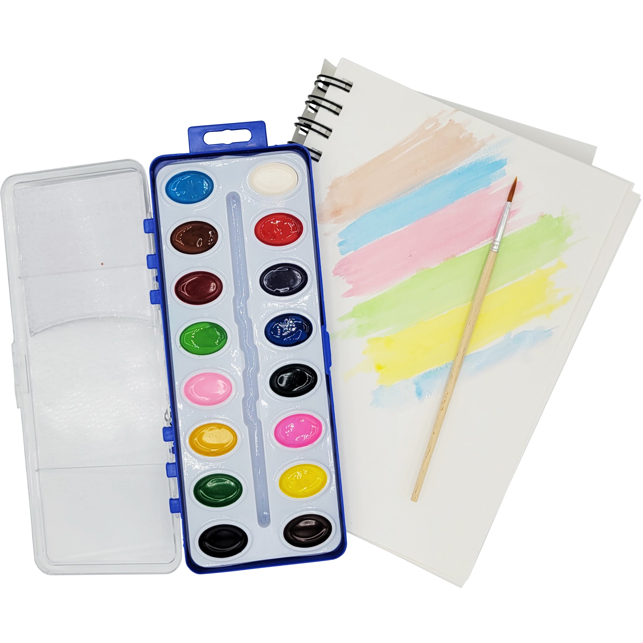 18 Set Watercolor Paint Pack with Quality Wood Brushes 16 Colors Washa –  ColorSwell