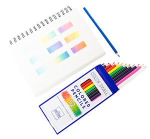Color Swell Colored Pencil Pack 12 Count Assorted Vibrant Pre-Sharpened Colors Color Swell