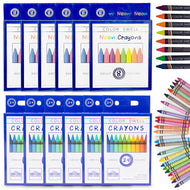 Color Swell Bulk Crayon Box Drawing For Kids - 6 Packs Large Neon Crayons and 6 Packs Classic Crayons - ColorSwell