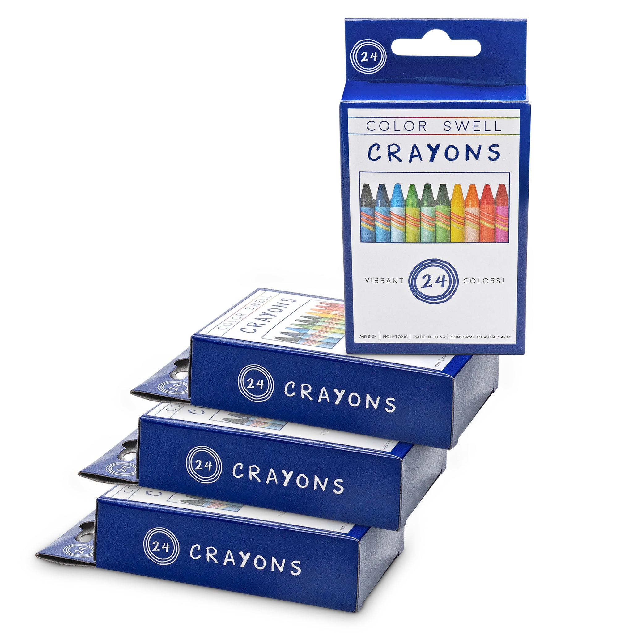 Color Swell Bulk Crayon Packs - 36 Boxes of 24 Vibrant Colored Crayons