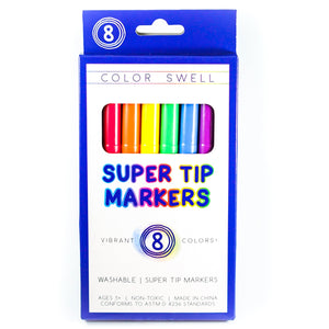 Color Swell Super Tip Washable Paint Marker Pen - 8 Vibrant Colors - ColorSwell