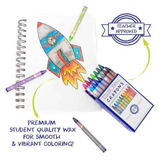 Color Swell Crayon 6-Pack (24 Crayons per Pack) Vibrant Colors Teacher Quality Color Swell