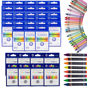Color Swell Bulk Crayon Box Packs - 8 Packs Large Neon Crayons and 28 Packs Classic Crayons - ColorSwell