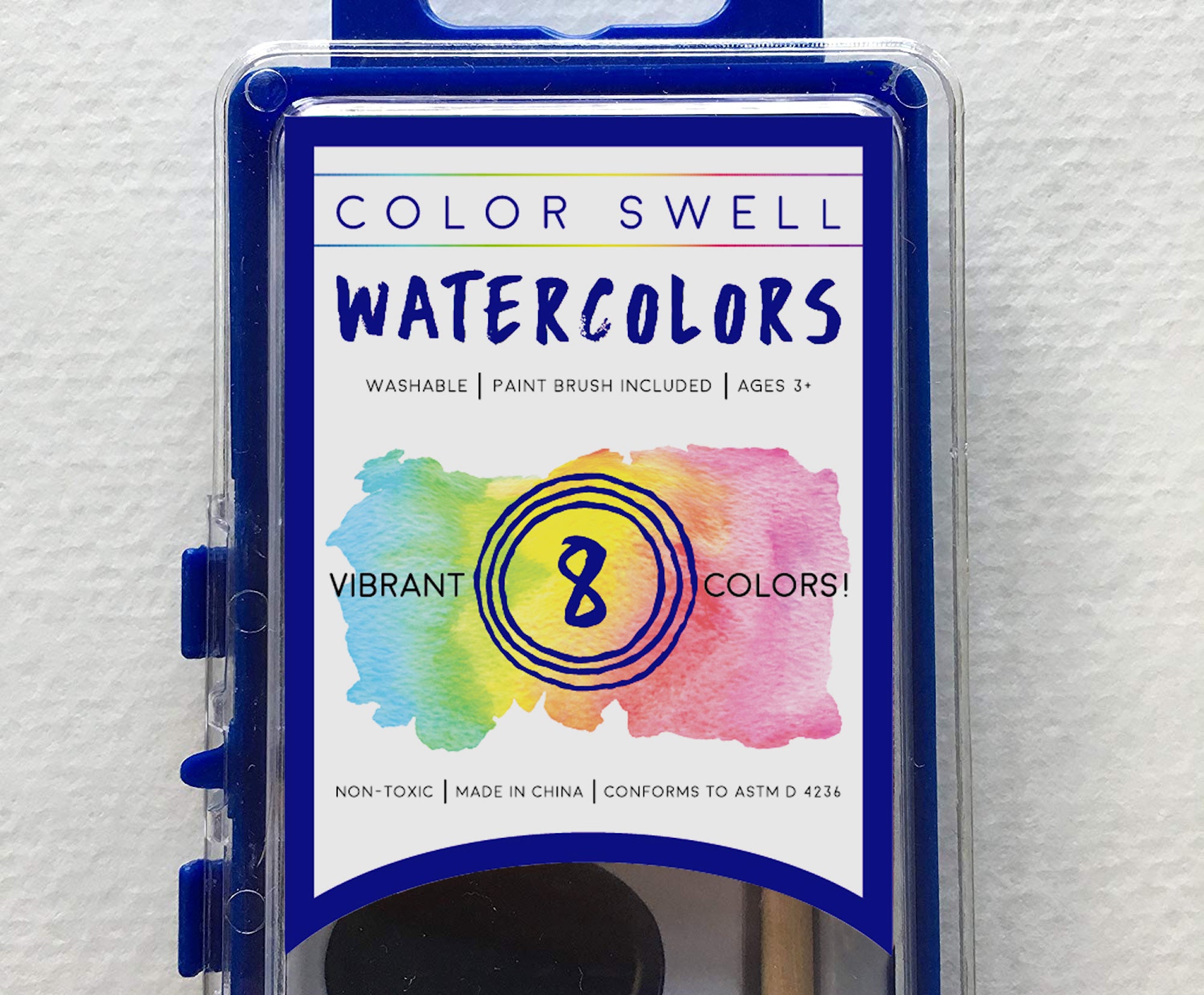 Color Swell 4 Pack Watercolor Paints with Wood Brushes 8 Colors Washable Watecolors