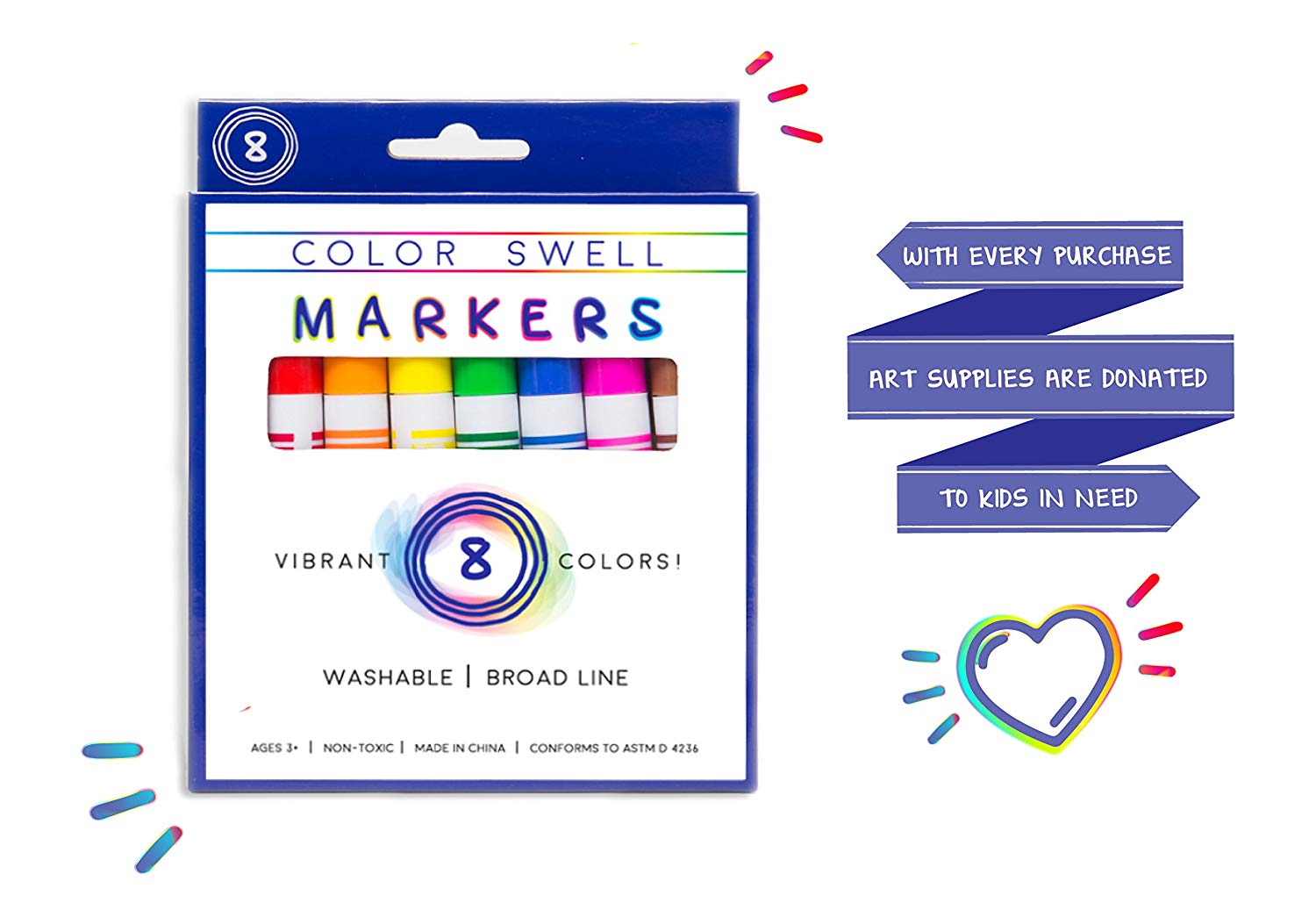 Color Swell Washable Markers Bulk 4 Pack, 8 markers per pack, 32 total  markers