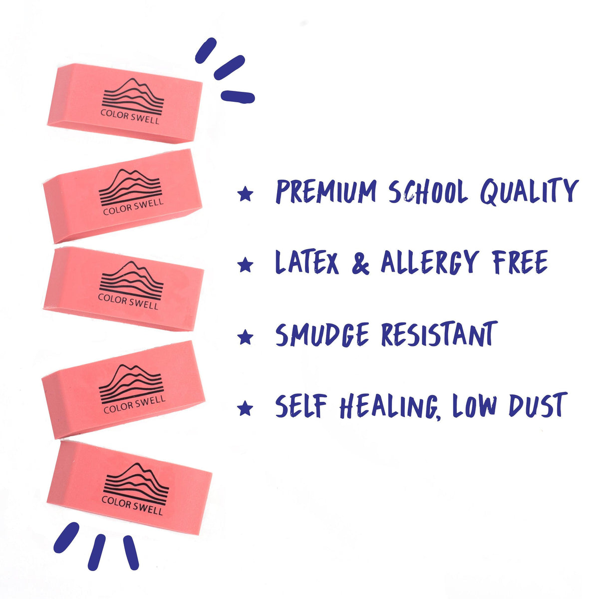 Color Swell Bulk Eraser Pack (108 Erasers) ColorSwell