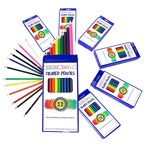 Color Swell Bulk Colored Pencils - 12 Packs 12 Colored Pencils per Pack  (144 Colored Pencils Total) - Bulk Colored Pencils
