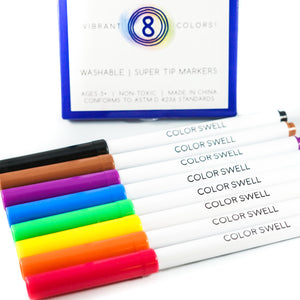 color34 Color Swell Super Tip Washable Bulk Marers Pack 10 Boxes of 8  Vibrant Colors (80 Total)