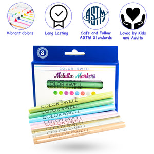 Color Swell Metallic Marker Bulk Pack (6 Packs, 8 Markers/Pack) Color Swell