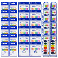 Art Supplies For Kids Mixed Bulk Art Supplies Pack (12 packs each of Markers, Watercolors, Crayons) - ColorSwell